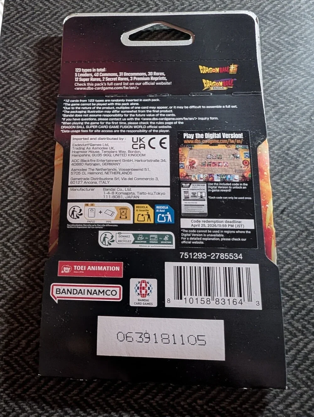 Dragon Ball Super Fusion World Rivals Clash FB06 w/12 Cards SS Son Goku